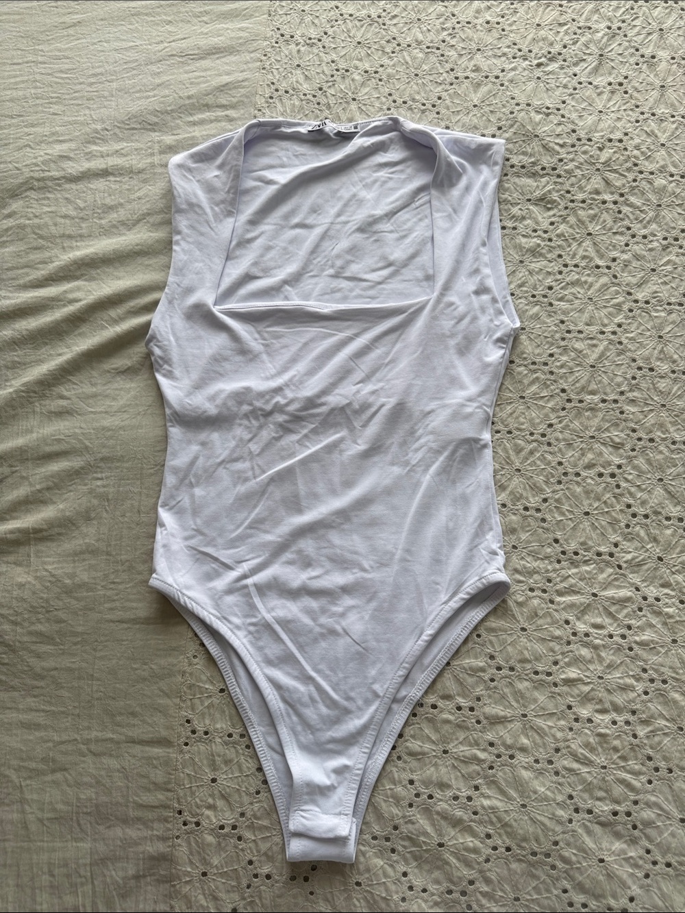 Zara White Cotton One-Piece Bodysuit